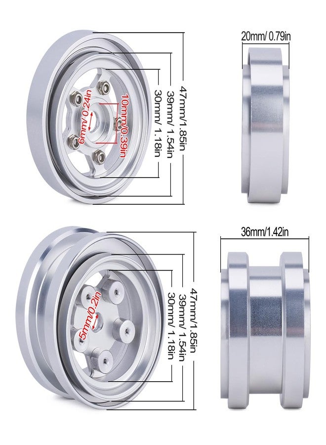 VNUHV Aluminum Wheel Rim Hub Set for Tamiya Grasshopper,Hornet, Mighty Frog, Fighting Buggy Upgrades Parts (Silver) - Image 3